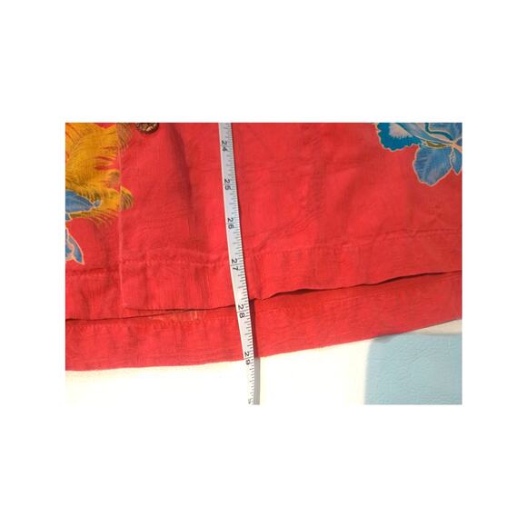 TOMMY BAHAMA 100% SILK HAWAIIN SHIRT MENS MEDIUM RED BLUE YELLOW - Picture 7 of 8